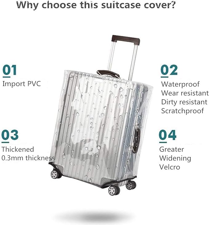 30 Inch Clear PVC Luggage Cover Protectors Suitcase Covers for Luggage Thickened suitcase protective cover for Wheeled Suitcase Suitable for 30"