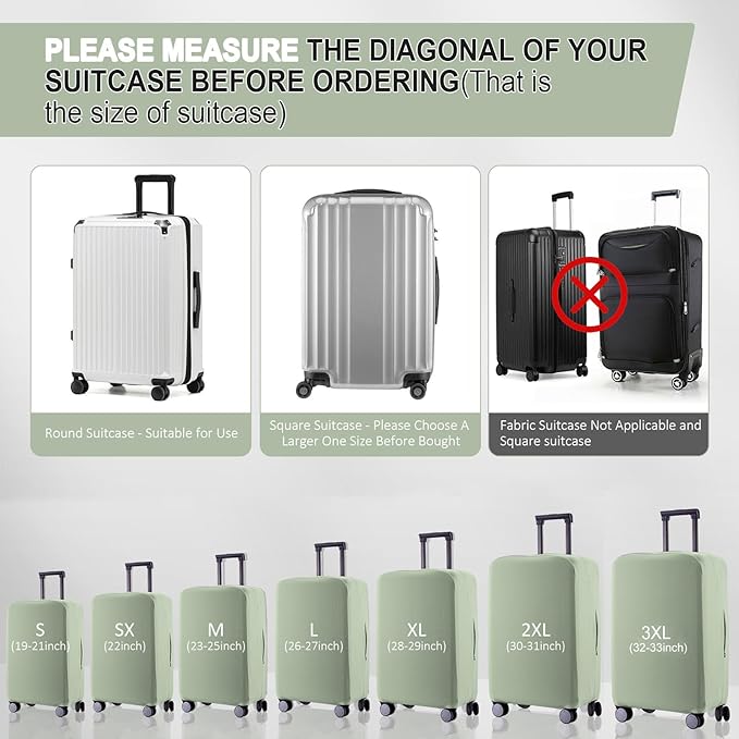 Travel Luggage Cover Suitcase Protector Scratch-Resistant Fit 19-31 Inch Suitcase, Not Included Suitcase (Cyan, 2XL(30-31 inch))
