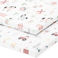 Pack and Play Sheets Fitted – Compatible with 4moms Breeze Plus Playard and Other Large Playpen Mattress – Snuggly Soft 100% Jersey Cotton – Farm Animals – 2 Pack