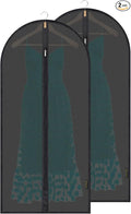 BALEINE 48'' Translucent Garment Bags, 2 Packs PEVA Dress Bag for Closet Clothes Dresses Suit Coats Storage (Black, 2PK)