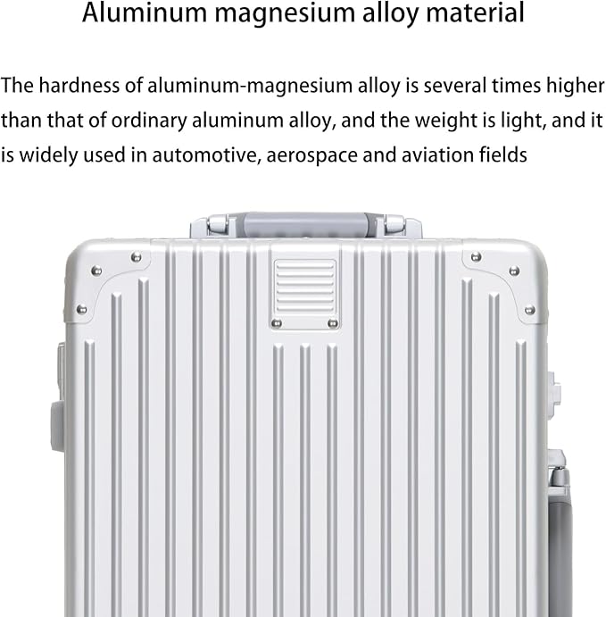 Metal All Aluminum Carry-on Luggage TSA Customs Lock Zipperless Silent Rotary Wheel Business Suitcase Aluminum Frame Set (blue, 24 '')