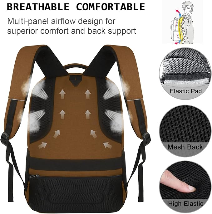 Laptop Backpack,Business Travel Anti Theft Slim Durable Laptops Backpack with USB Charging Port,Water Resistant College Computer Bag for Women & Men Fits 15.6 Inch Laptop and Notebook-Brown