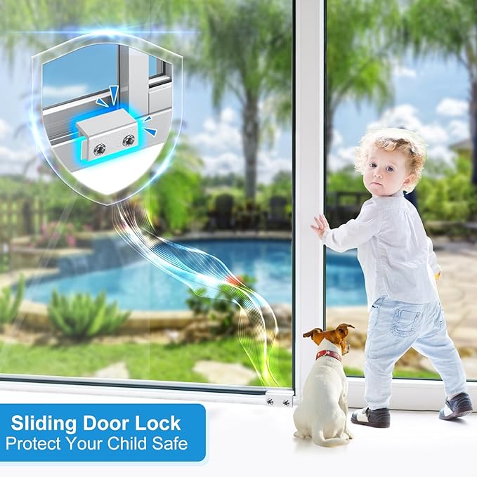4 Sets Sliding Window Locks with Key, Window Locks for Up and Down Windows,Easy to Install Vertical & Horizontal Window Security Locks,Adjustable Aluminum Window Stopper Lock(Silver)