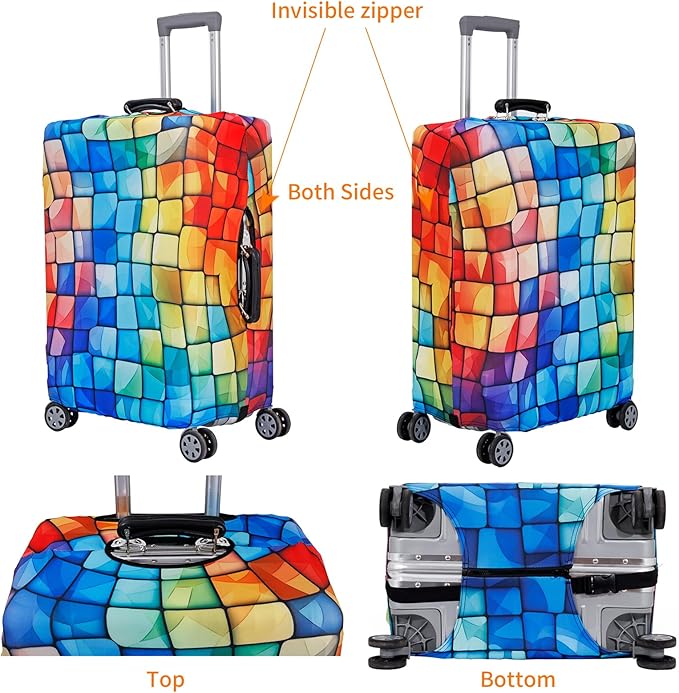 MosaiRudo Travel Luggage Covers For Suitcase Tsa Approved,Suitcase Cover Protector Fit 18-32 Inch Luggage Travel Accessories (T2484, XL)