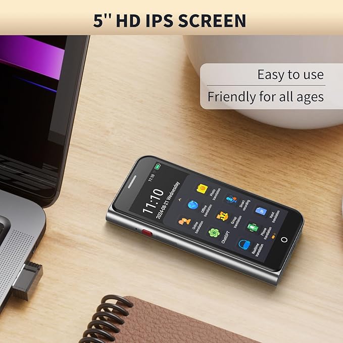 Language Translator Device No Wifi Needed, High-end Upgraded Ai Translator, Offline Real-Time Voice Spainish Translation, Support 139 Languages, Recording&Photo Premium Translation Device for Business
