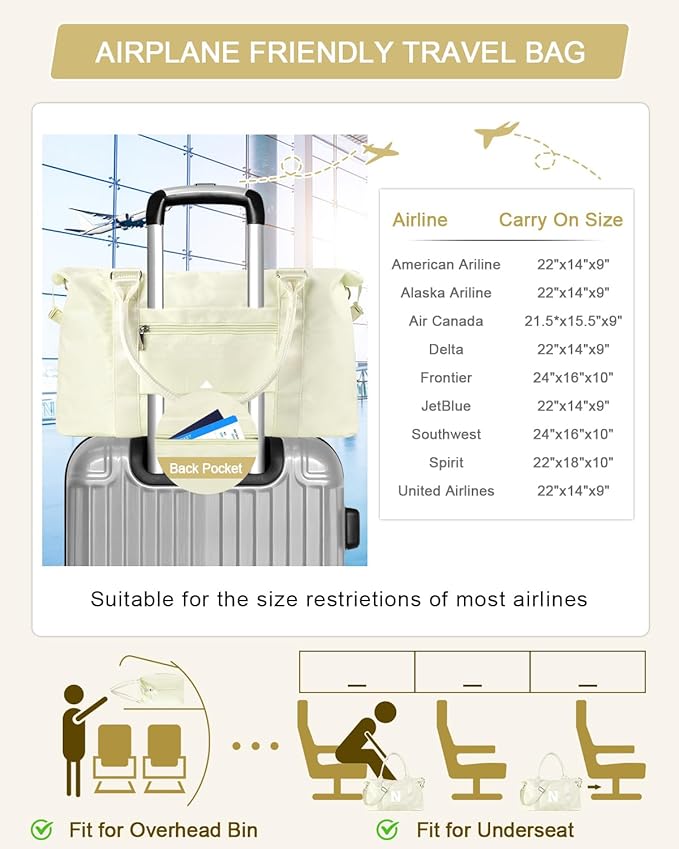 Initial Travel Duffel Bag Sports Gym Bag for Kids Teen Birthday Gifts,Beige Personalized Weekender Bag Carry On Dance Bags for Women Men,Waterproof Monogram Overnight Bag with Trolley Sleeve(Letter N)