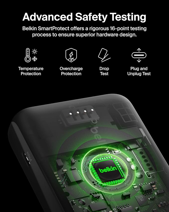 Belkin Portable Charger, Portable Power Bank with Integrated Cable 10000 mAh 20W - Fast Charge USB C Power Delivery, iPhone Charger - iPhone 16 Series, iPad Pro, Galaxy S25, & More - Blue