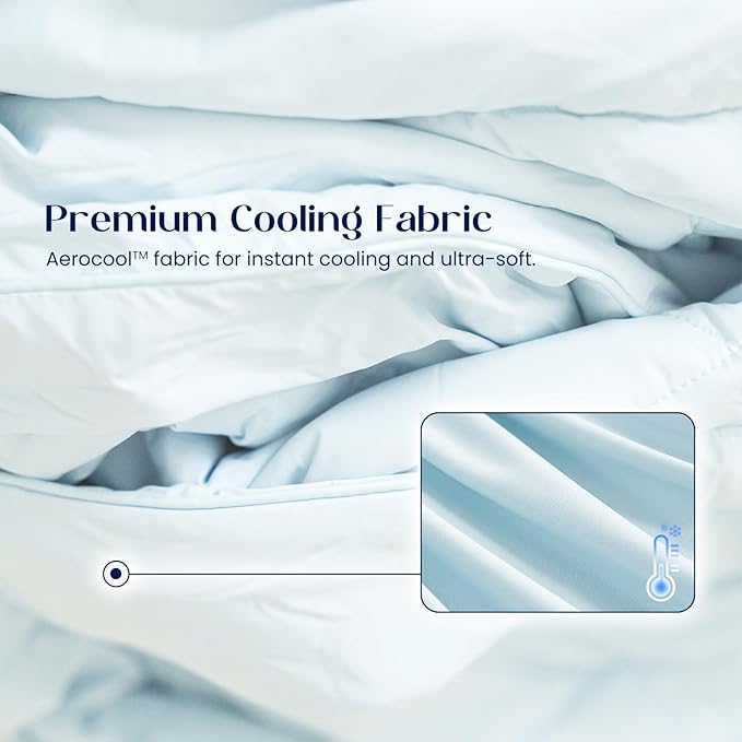 Dream Valley® Outlast® Deepsleep Cooling Comforter, Full/Queen Size, NASA-Grade Space Technology Cooling Blanket for Hot Sleepers Night Sweats, Q-Max > 0.45 Aerocool™ Breathable, Light Grey, 90"x90"