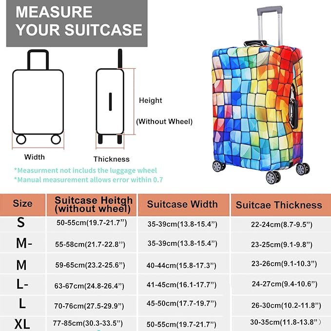 MosaiRudo Travel Luggage Covers For Suitcase Tsa Approved,Suitcase Cover Protector Fit 18-32 Inch Luggage Travel Accessories (T2481, S)