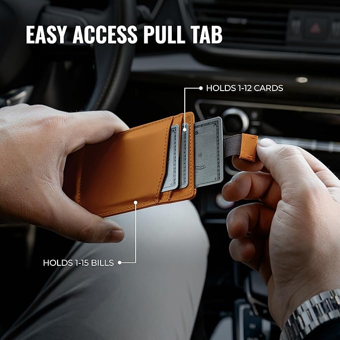 Kingly Cash Pocket Slim Wallet for Men - RFID Blocking Leather Card Holder - Minimalist Men’s Wallet for Front Pockets - Holds 1-15 Cards & Cash - Durable Italian Leather Wallets