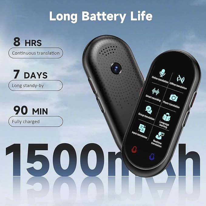 Language Translator Device, Portable Translator No WiFi Needed, Offline Voice Photo Translation, 137 Languages Supported, High Accuracy Translator Device for Travel Business Learning (Black)