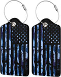 Set of 2 Luggage Tag for Suitcases Tie dye PU Leather Luggage Tag with Full Back Privacy Name ID Card Fun Laggage Tags