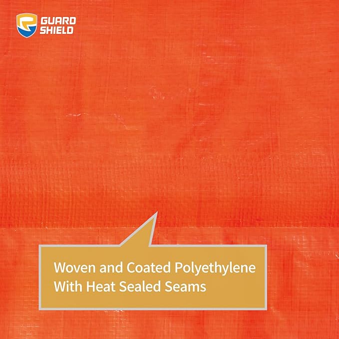 GUARD SHIELD Orange Tarp 10x10 Feet Tarps High Visibility Outdoor Poly Cover Lightweight 6mil