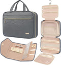 BAGAIL Hanging Toiletry Bag for Women Water-resistant Cosmetic Bag Large Capacity Travel Makeup Organizer for Full-Sized Travel Essentials(Classic+Jewelry Bag, Grey)