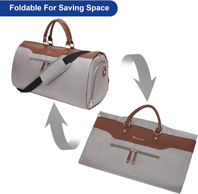 Modoker Carry on Garment Bags for Travel, Convertible Garment Duffel Bag with Shoulder Strap for Men Women- 2 in 1 Hanging Suitcase Suit Travel Bags