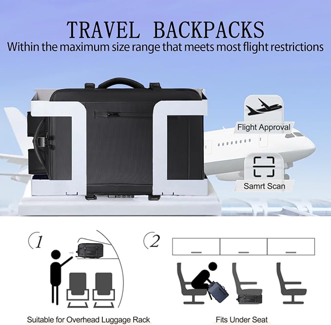 Vacuum-sealed travel computer backpack, Water-Resistant, With vacuum pump, Multiple Compartments, Anti-theft combination lock(Blue)