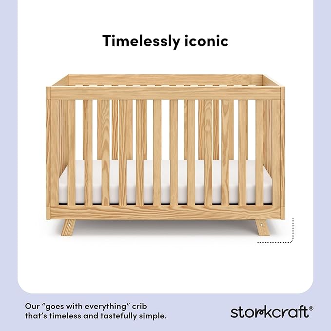 Storkcraft Beckett Grow-with-Me Convertible Crib (Natural) – GREENGUARD Gold Certified, Converts to Toddler Bed & Daybed, Fits Standard Crib Mattress, Easy-to-Assemble
