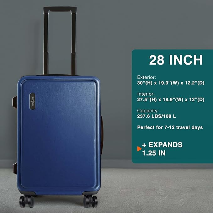 28 Inch Luggage with Spinner Wheels, Hard Shell Suitcase with TSA Locks for Luggage, Travel Large Suitcase, Expandable Hard Shell Suitcases, Navy