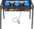Vivicreate 3 Burner High pressure Propane Stove, 28 Inch Tall Camping Stove with cast iron burner 105000 BTU power, Stable Legs for Outdoor Use
