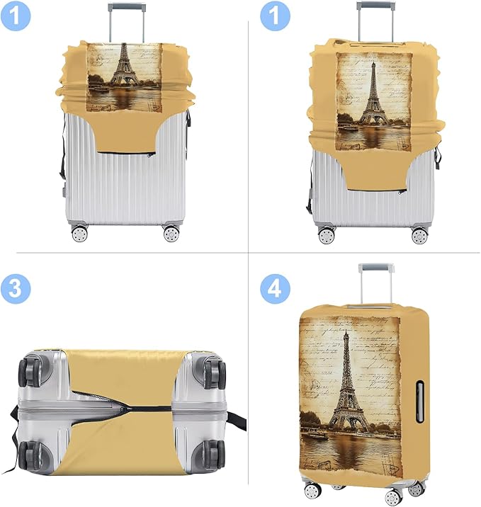 Luggage Cover Washable Suitcase Protector Anti-scratch Suitcase cover Fits 20-34 Inch Luggage (Tower-3, XL(32-34inch suitcase))