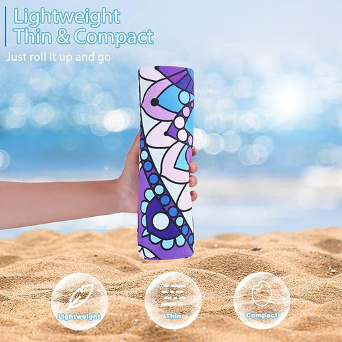 2 Pack Microfiber Oversized Lightweight Beach Towel 71"x32" Extra Thin Large Sand Free Towels Travel Swim Pool Yoga Gym for Adults Women Men Beach Essentials Accessories Vacation Gift