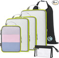 Cipway Compression Packing Cubes, See Through Mesh Luggage Organizer Bags, Travel Essentials for Carry on Suitcase with Laundry Bag and Clear Toiletries Bag（6Pcs,Black）