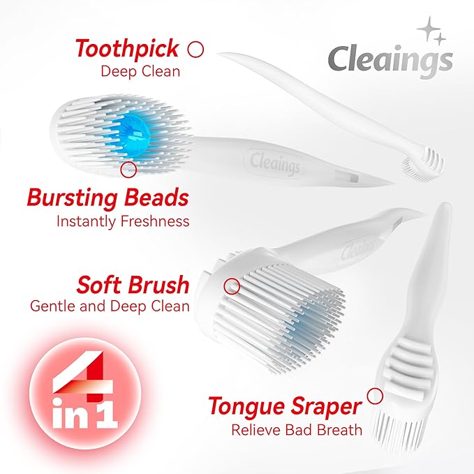 cleaings® Mini Disposable Toothbrush Set with Toothpaste – Travel Essentials, Portable Toothbrush for Women & Men, Camping, Road Trip, Vacation, 24 Count-Mint Flavor（Pack of 5）