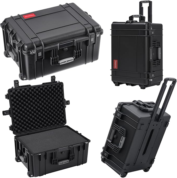 Rolling Hard Case with Foam,26 x 20 x 13 Inch, Equipment Case with Wheels and 4 Handles for camera, Drone,tool, electronics,Shockproof, Waterproof, TSA Friendly, Inner 22.64"X 16.73"X9.84"