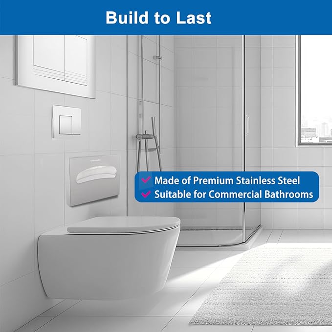 Toilet Seat Cover Dispenser Wall Mount, Commercial Stainless Steel Toilet Seat Cover Holder for Bathroom, Single or Half Fold