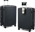 28 Inch Luggage Hard Shell Suitcases, Expandable Travel Checked Luggage 28 Inch, Large Check In Luggage with Spinner Wheels Cup Holder Charger Built in Lightweight Suitcase, Black