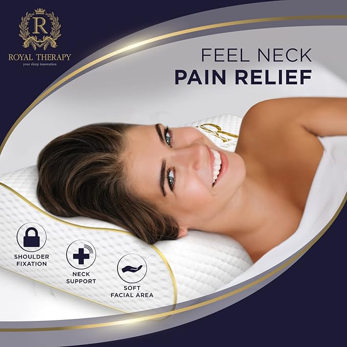 Royal Therapy King Memory Foam Pillow – Ergonomic Cervical Pillow for Neck and Shoulder Pain – Medium Firm Contour Pillow for Side, Back, and Stomach Sleepers – CertiPUR-US Certified