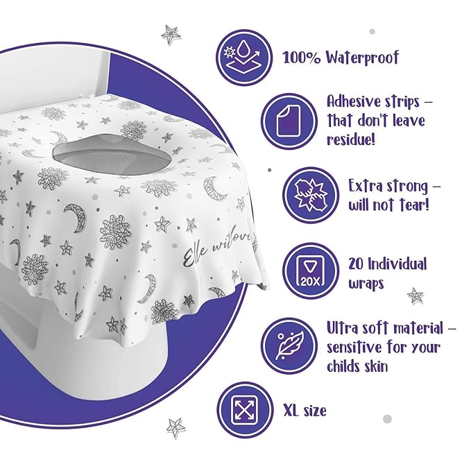 20 Pack Extra Large Disposable Toilet Seat Cover (Boho) – Toddler Toilet Covers for Full Coverage On Toilet or Potty – Ideal Travel Toilet Seat Covers for Kids and Adults