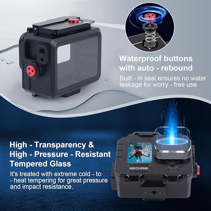 Aluminum Waterproof Case for GoPro HERO13 Black HERO12 HERO11 HERO10 HERO9 Action Camera 80M Deep Waterproof Horizontal and Vertical Shooting Switch (Standard-63071)
