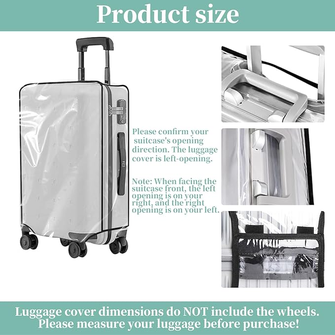 Clear PVC Luggage Cover, Waterproof Dustproof Anti-Scratch Suitcase Protector, Fits Wheeled Suitcases 18" 22" 24" 26" 28" 30" - Thicken Baggage Cover Case(30")