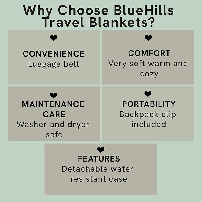 BlueHills Ultra Compact Travel Blanket 2 Pack Large Soft Cozy Portable Blanket Sheet with Carry Case and for Flight Airplane Car Layover Camping Hotel Blue C203-2PK-Navy