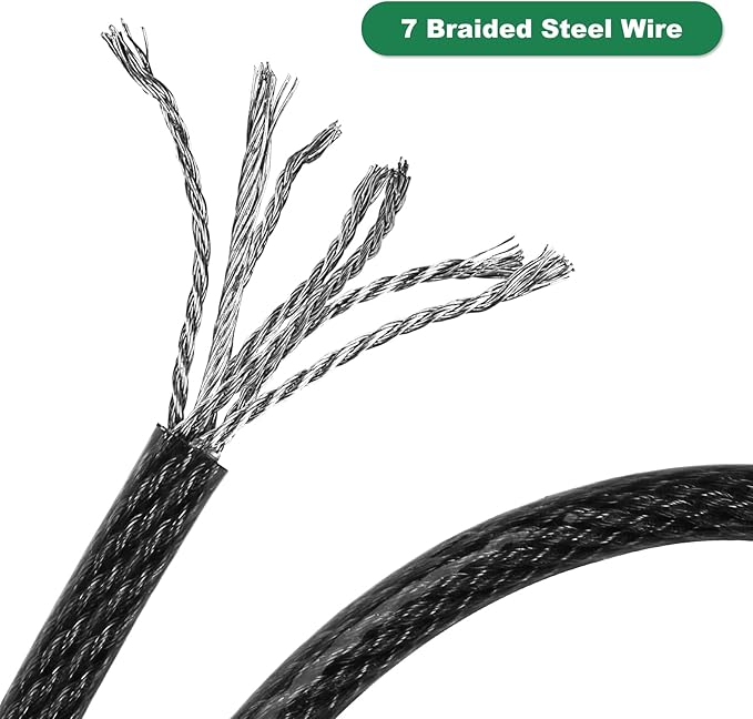 15 ft x 1/2" Heavy Duty Cut-Proof Security Cable | Flexible Vinyl-Coated Braided Steel with Looped Ends | Weatherproof Anti-Theft Locking Cable for Bikes, Gates, Kayaking & Outdoor Equipment