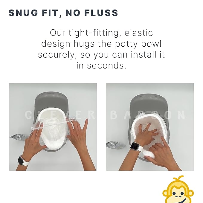 Potty Liners Compatible with Summer Infant My Potty Pro - 30 Count - Strong, Leak-Proof, Baby-Safe, Perfect Fit - Clever Baboon