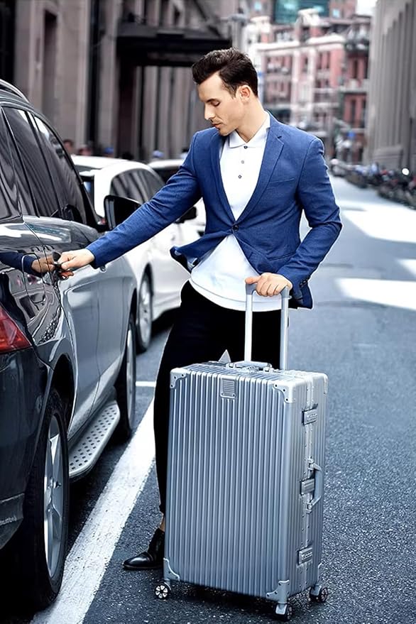 HotWay 24 Inch Checked in Luggage with Aluminum Frame,PC Hard Shell Suitcase with Spinner Wheels and TSA Lock, Large Suitcase for Travel