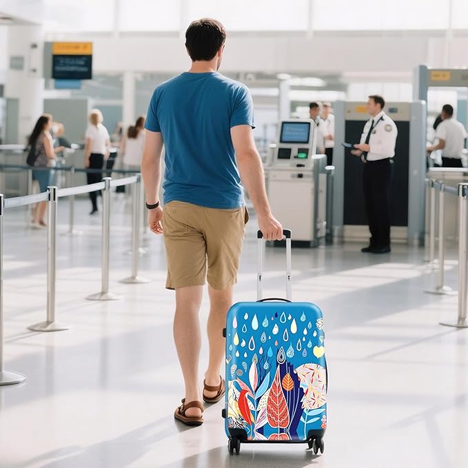 WUJIAONIAO Travel Luggage Cover Baggage Suitcase Cover Protector Skins 18-32 Inch (rainy season, L (for 25-28 inch luggage))