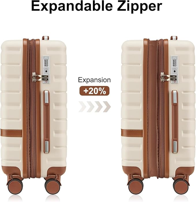 Carry on Luggage Sets with YKK Zippers,20 Inch Expandable Carry-on Suitcase with Spinner Wheels,Hard Shell Lightweight Rolling Travel Luggage with TSA Lock (Dark Green)