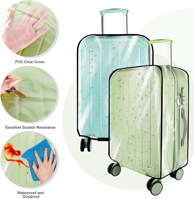 Thicken Clear Luggage Cover Protector, 20" PVC Luggage Covers for Suitcase Waterproof Dustproof Anti-scratch Travel Suitcase Covers Case for Wheeled Luggage