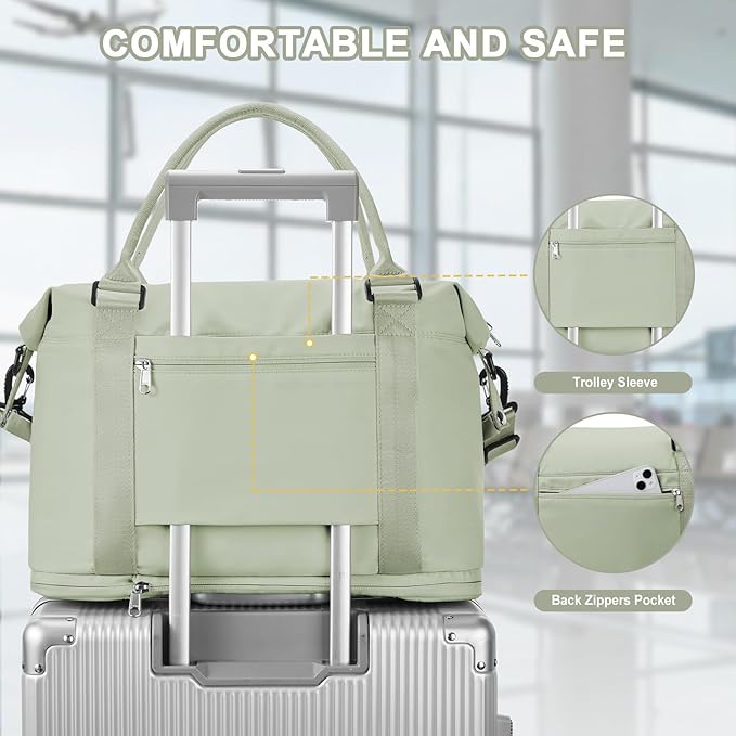 Travel Duffel Bag, Sports Tote Gym Bag, Shoulder Weekender Overnight Bag for Women