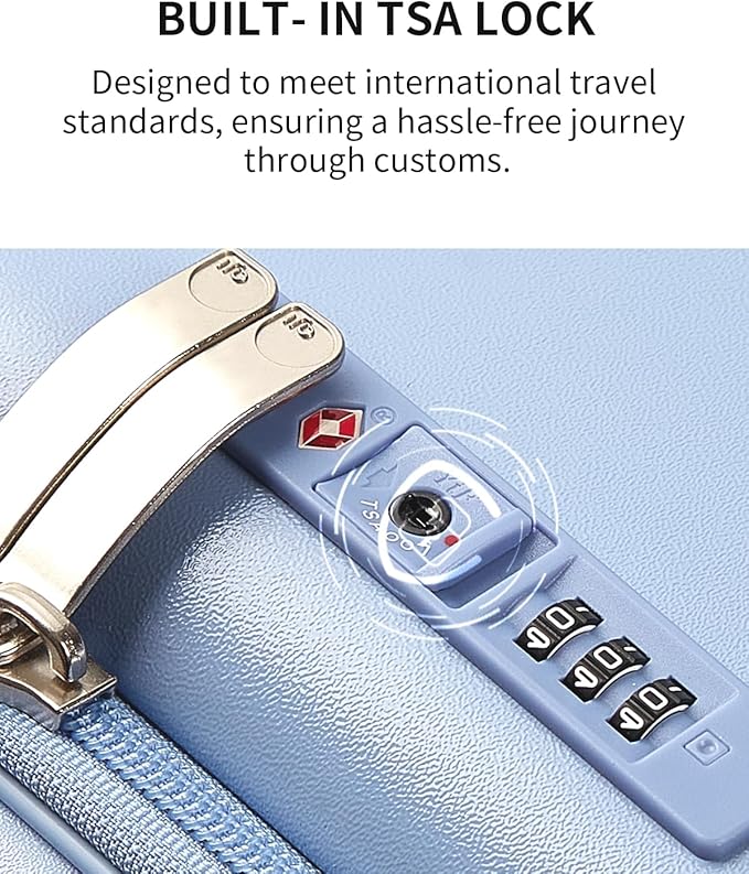 aji Expandable Top Open 26 Inch Checked Luggage with Spinner Wheels, Large Suitcase with TSA Lock, Hardside Travel Luggage Suitcases for Men Women, for 24+Days Travel, Blueberry Blue