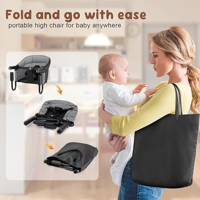 Hook On High Chair for Baby Toddlers (6-36 Months),Attach to Fast Table Chairs,Portable High Chair for Travel and Home,Restaurants,Foldable Storage Feeding Seat, Booster Seat for Kitchen Chair