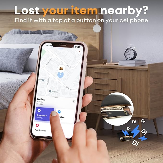 [Apple MFi Certified] VOCOlinc Air Card Tag Wallet Tracker Ultra-Thin 1.6mm, Smart Item Finder Work with Apple Find My APP (iOS Only, Android not Supported), Locator for Luggage Suitcase, Bag,Backpack