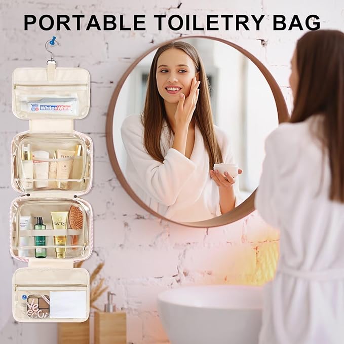 TOPEAST Gifts for Friends - Friendship Gifts for Women, Travel Toiletry Bag for Women, Hanging Toiletry Bag, Monogrammed Initial Tolietry Pouch Makeup Bag - Letter F, Purple