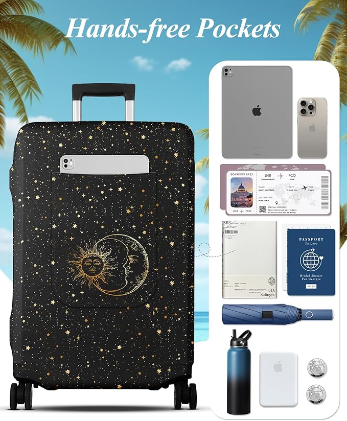 Slohif Luggage Cover for Suitcase Tsa Approved Protector - Luggage Sleeve Large Suit Case Cover Travel Stretch Baggage Case Protective Washable Fit 31-32 Inch Sun XL