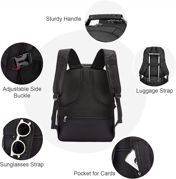 LOVEVOOK Travel Laptop Backpack Waterproof Anti Theft with Lock and USB Charging Port Large Computer Business Backpack for Men Women College (17 inch, Black)