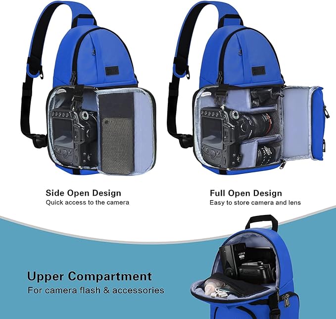 MOSISO Camera Sling Bag, DSLR/SLR/Mirrorless Camera Backpack Case Shockproof Photography Backpack with Tripod Holder & Removable Modular Inserts Compatible with Canon/Nikon/Sony/Fuji