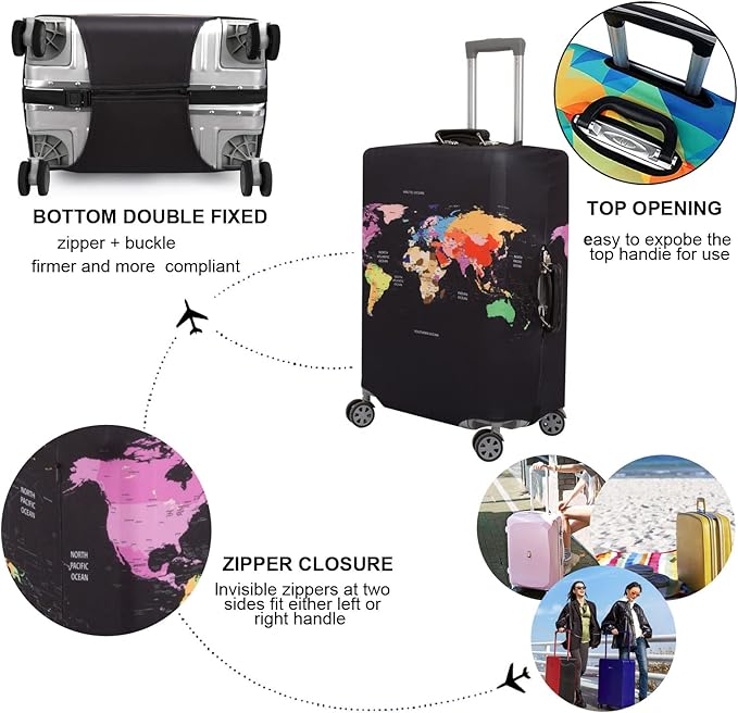 MosaiRudo Thicker Luggage Cover Elastic Suitcase Cover Protector Fits 18-32 Inch Suitcase Travel Accessories (TKM0042, L)